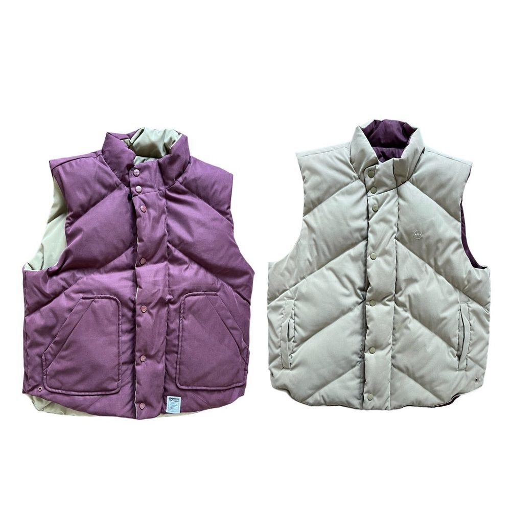 Adidas x Kuang Huei Reversible Down Puffer Vest Green Purple Snap Zip sz Medium
